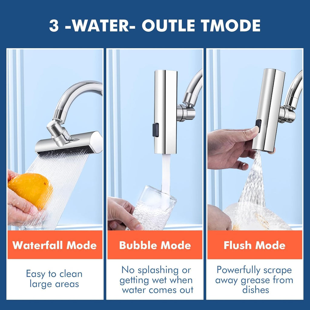 Multifunctional Faucet Extender Adapter | 4 Modes Waterfall Bubbler | Splash-Proof | Kitchen & Bathroom