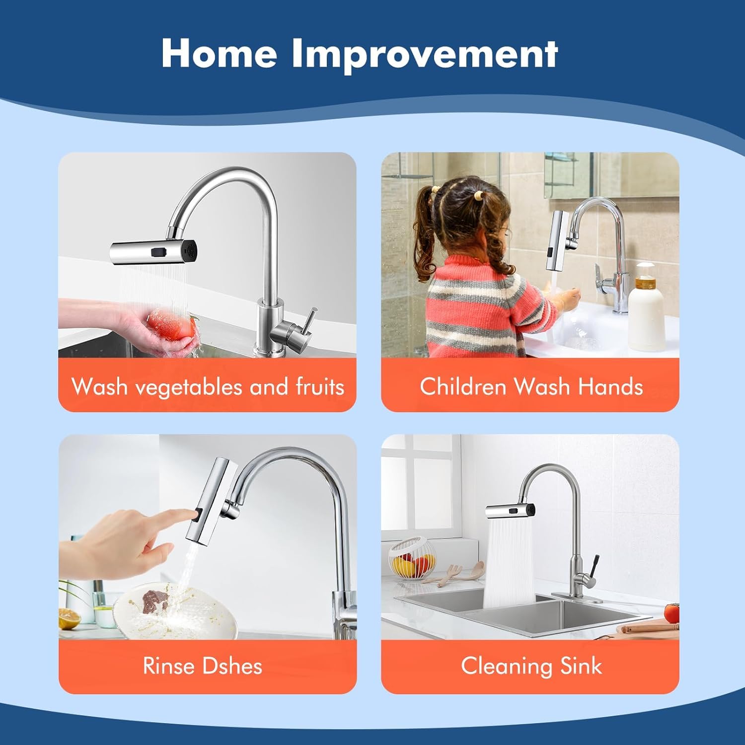 Multifunctional Faucet Extender Adapter | 4 Modes Waterfall Bubbler | Splash-Proof | Kitchen & Bathroom