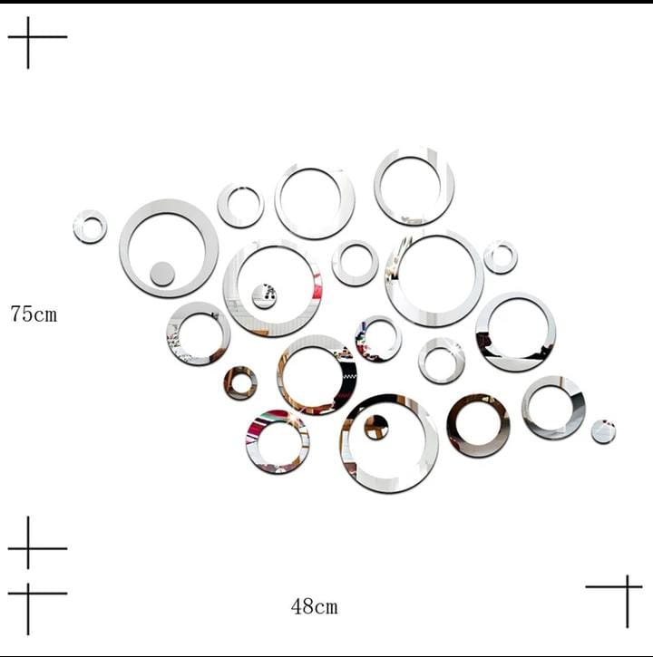 Acrylic Mirror Circle & Ring Wall Stickers | Gold & Silver | Mix Sizes | 29.5x18.9 Inch Coverage | DIY Geometric Bubble Wall Decor
