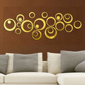 Acrylic Mirror Circle & Ring Wall Stickers | Gold & Silver | Mix Sizes | 29.5x18.9 Inch Coverage | DIY Geometric Bubble Wall Decor