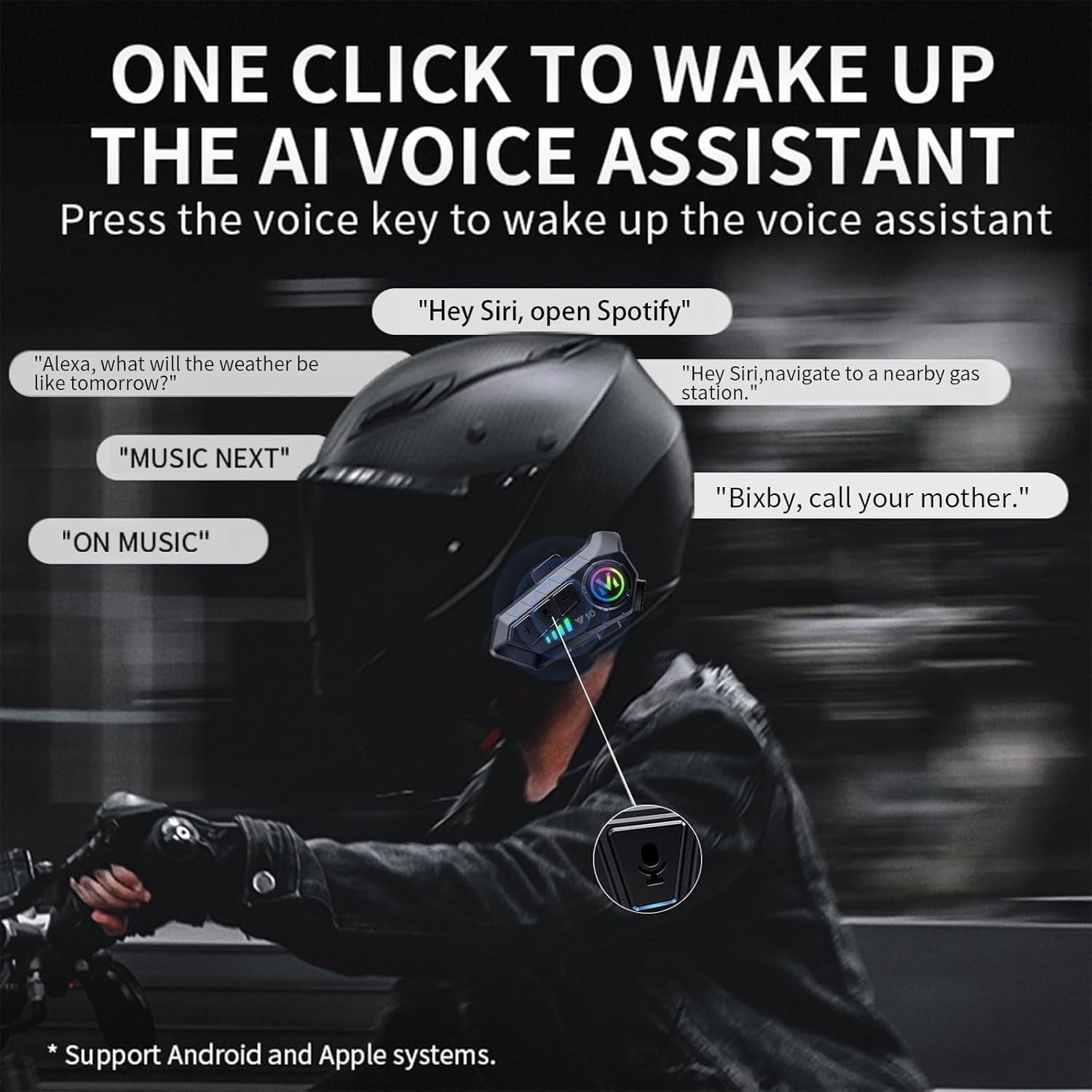 Motorcycle Helmet Bluetooth Headset | Bluetooth 5.3 | Smart Noise Reduction | IPX6 Waterproof | HiFi Sound
