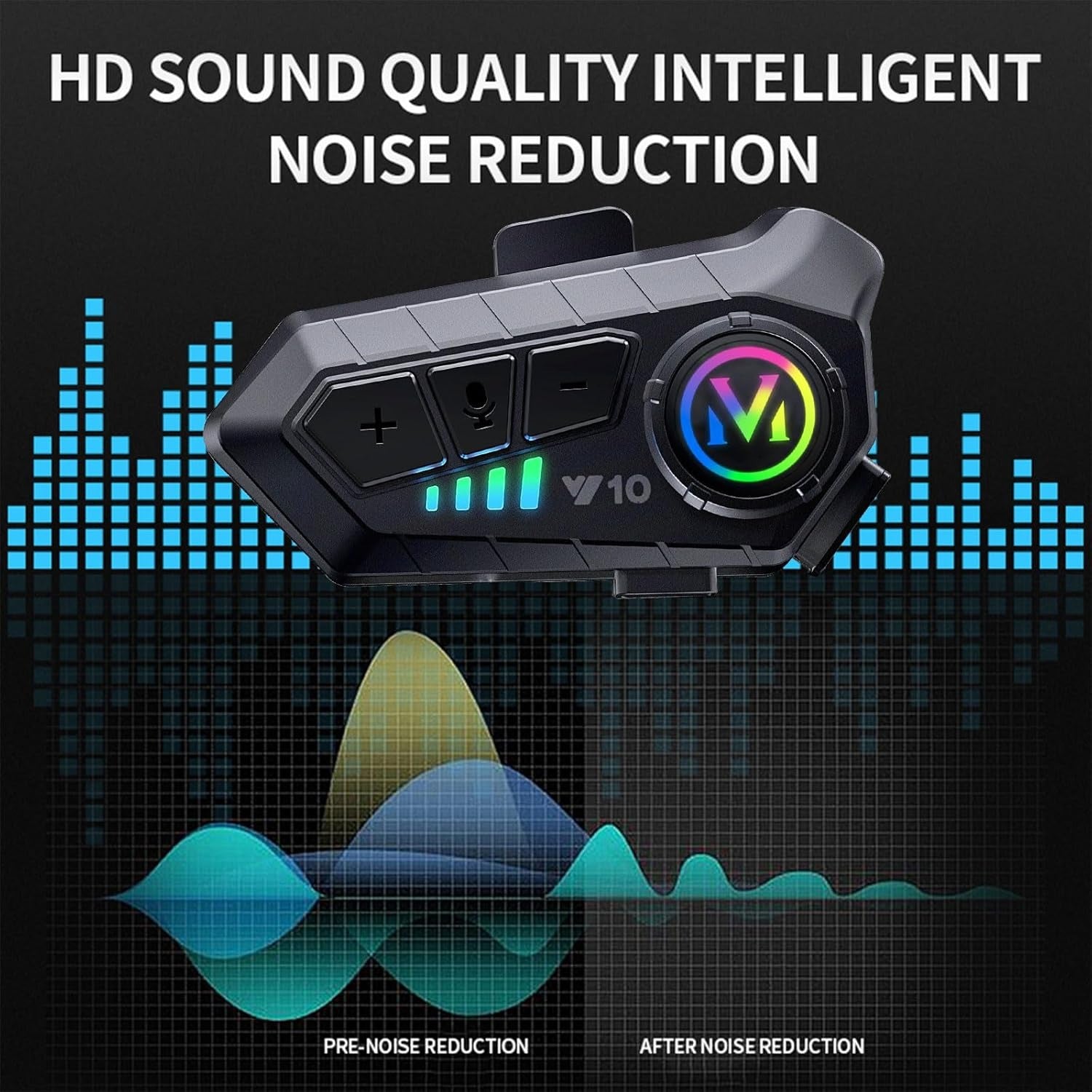 Motorcycle Helmet Bluetooth Headset | Bluetooth 5.3 | Smart Noise Reduction | IPX6 Waterproof | HiFi Sound