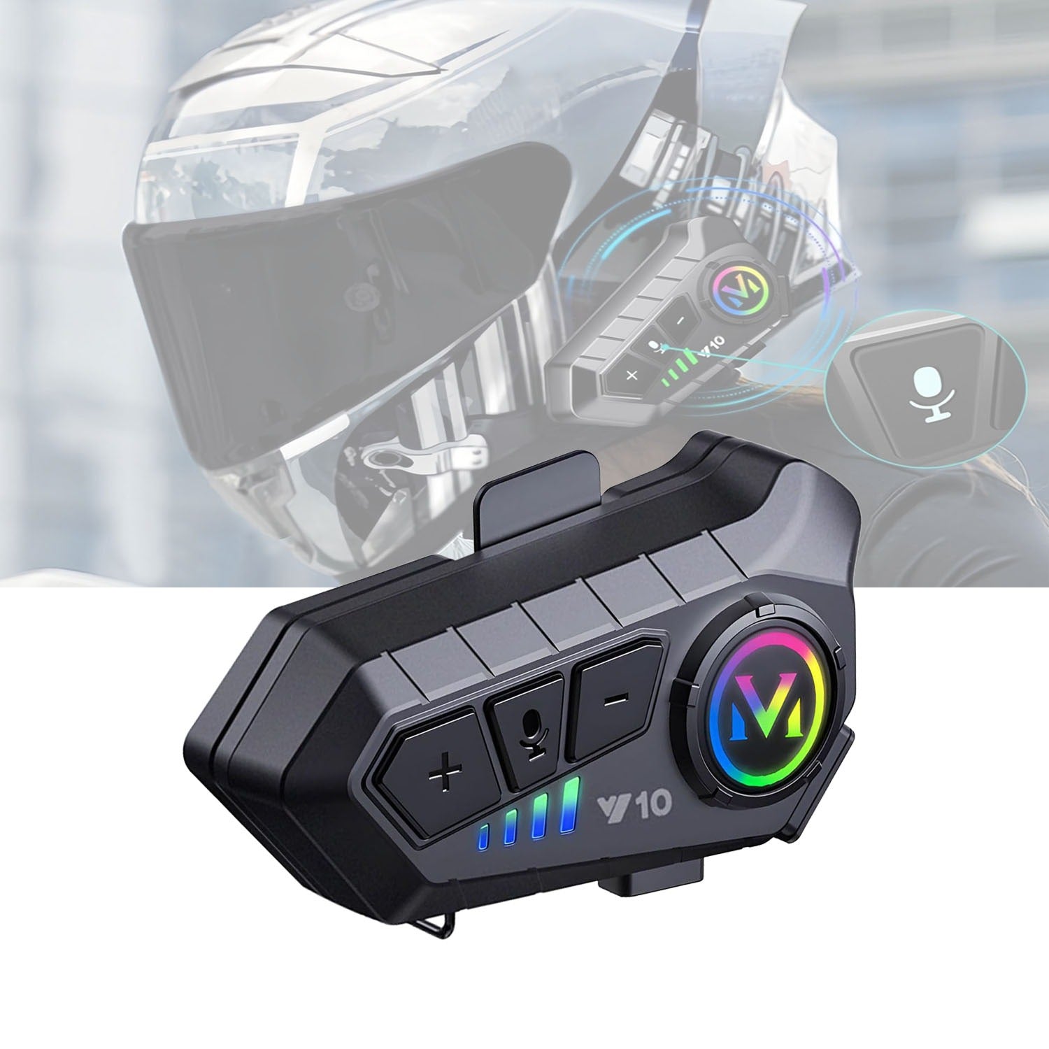 Motorcycle Helmet Bluetooth Headset | Bluetooth 5.3 | Smart Noise Reduction | IPX6 Waterproof | HiFi Sound