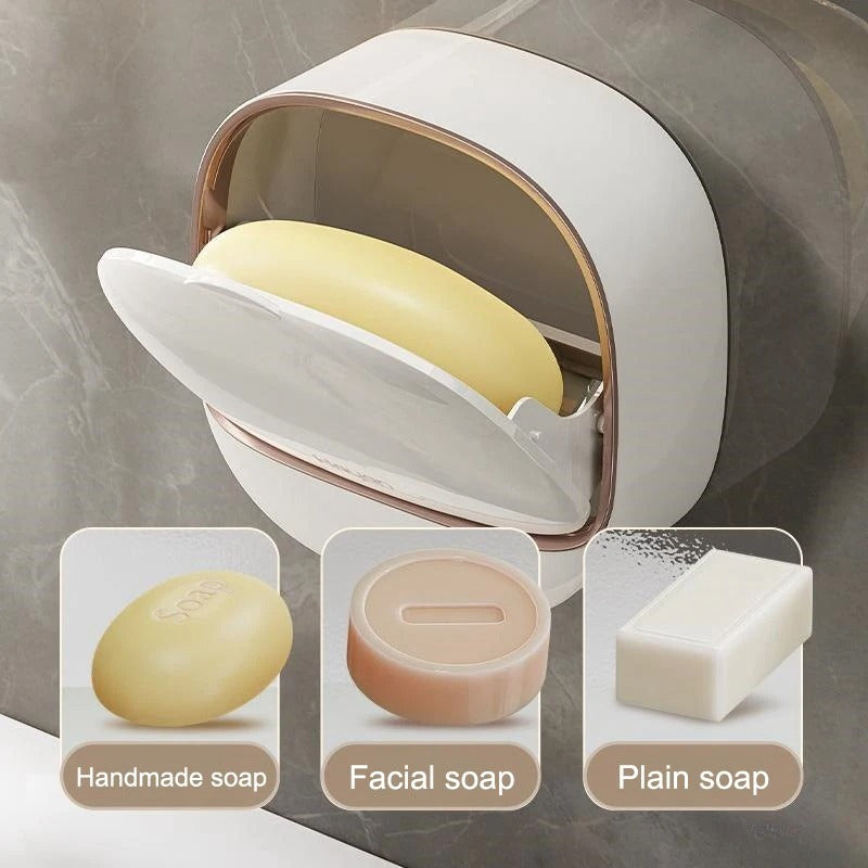 1PC Soap Box Wall Mounted Soap Holder | Punch Free Drain | Random Colour