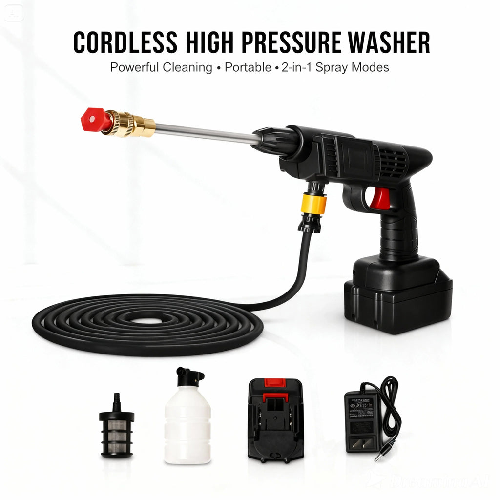 48V Cordless Wireless Car Wash Spray Gun | High-Pressure Foam Jet Washer | Rechargeable Lithium Battery | Portable Car, Bike & Outdoor Cleaner