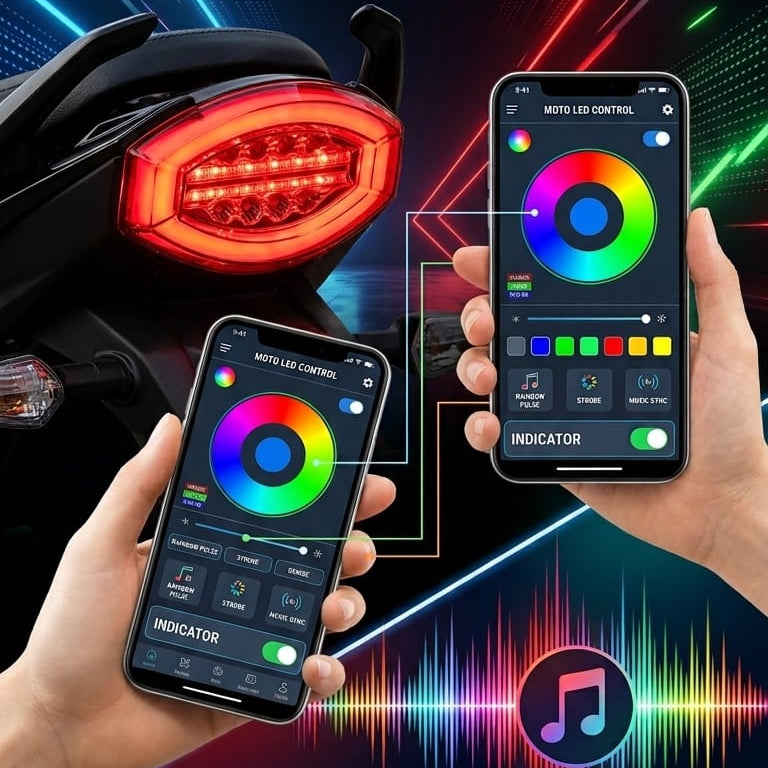 Smart RGB LED Backlight for 125cc Bikes | Bluetooth App Control | Music Sync & Integrated Turn Signal