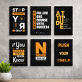 Set of 6 Motivational Quote Wall Art | Black & Gold Bold Typography | 8x11 Inch Each | Home, Office & Study Decor