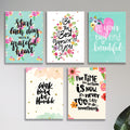 Set of 5 Floral Motivational Quote Wall Art | Watercolour Botanical | Feminine Inspirational Canvas | 8x11 Inch MDF