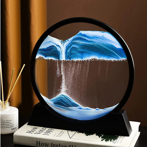 Moving Sand Art Picture | 3D Dynamic Deep Sea Sandscape | Display Stand Included | 8 Inch | Random Color | Home & Office Decor