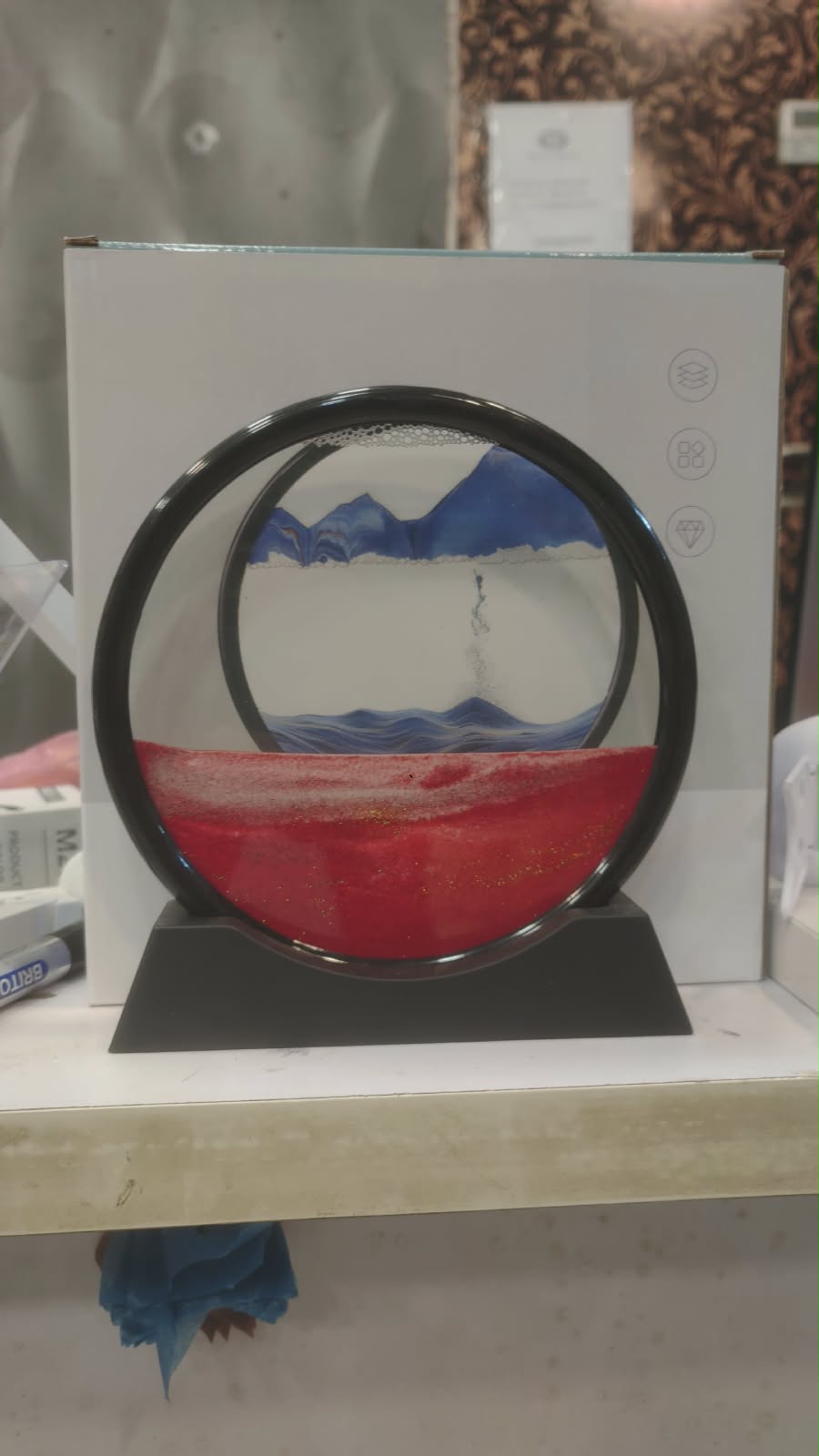 Moving Sand Art Picture | 3D Dynamic Deep Sea Sandscape | Display Stand Included | 8 Inch | Random Color | Home & Office Decor