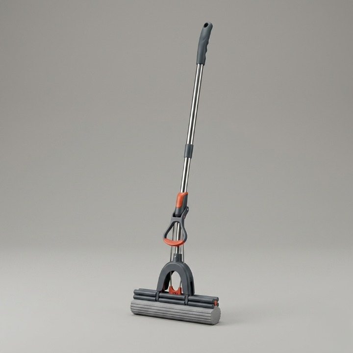 Self-Squeeze Sponge Mop | Hands-Free Floor Cleaning | Highly Absorbent Sponge | Stainless Steel Handle | Home & Kitchen