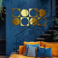 8-Piece Modern Acrylic Mirror Wall Décor | Square & Round Peel & Stick Stickers | 7.8x7.8 Inch Each | 32x16 Inch Coverage | Gold & Silver
