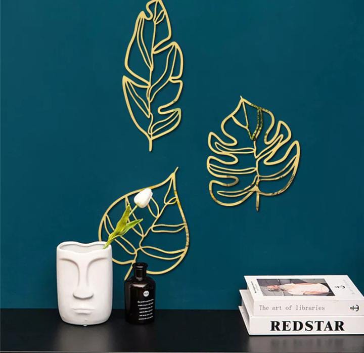 Maple Leaf Acrylic Mirror Wall Decorations | Golden | Modern Wall Art Stickers & Decals | Home & Office Decor