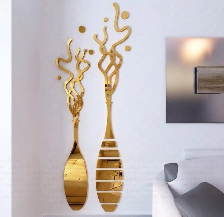 EVENTO 3D Acrylic Mirror Wall Decorations | 2 Panels | 16x36 Inch | Modern Wall Art Stickers for Home & Office