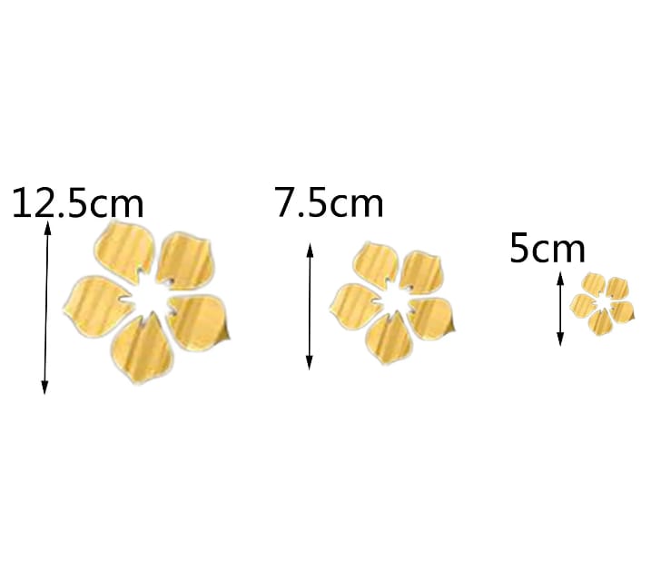 Acrylic Mirror Flower Wall Stickers | Gold & Silver | 3 Sizes: 4.9" | 3.0" | 2.0" | DIY Floral Wall Decor | Peel & Stick