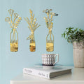 3-Piece Acrylic Mirror Leaf Vase Wall Art | Gold & SIlver Mirror Botanical Frames | Modern Living Room & Bedroom Decor