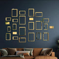 24-Piece Gold Acrylic Mirror Rectangle Frame Wall Décor | Elegant Peel & Stick Stickers & Decals | 8x6 Inch Each | Home & Office