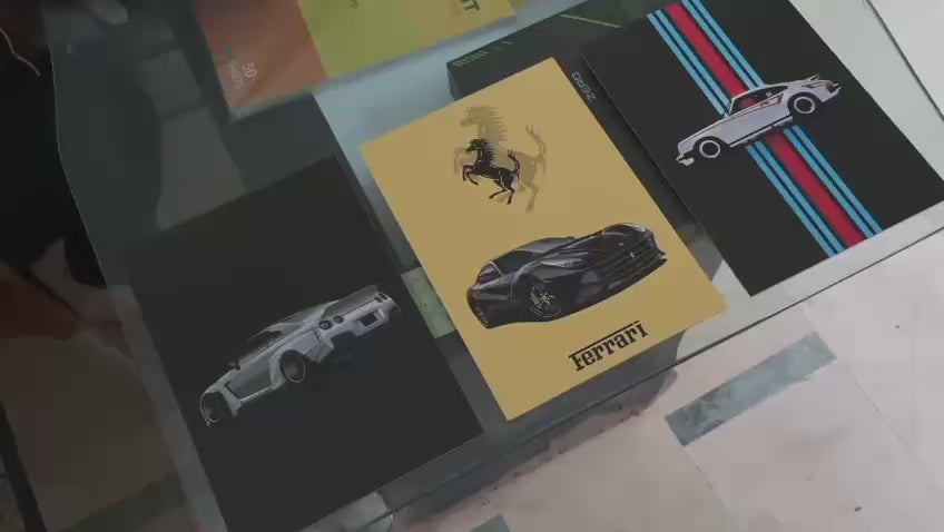 Set of 3 Supercar Wall Art | Porsche | Ferrari | Nissan GT-R | Bold Automotive Canvas Prints | 8x11 Inch MDF